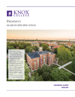 Knox College Presidential Search Specification