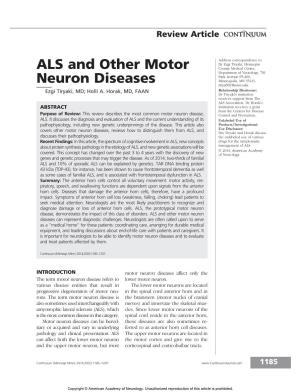 ALS and Other Motor Neuron Diseases Can Represent Diagnostic Challenges