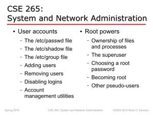 CSE 265: System and Network Administration ©2004-2016 Brian D