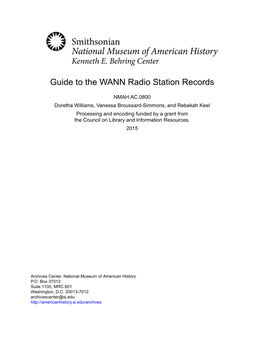 Guide to the WANN Radio Station Records