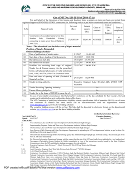 Gist of NIT No. LD-II/ 18 of 2016-17