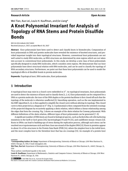 A Knot Polynomial Invariant for Analysis of Topology of RNA Stems and Protein Disulfide Bonds
