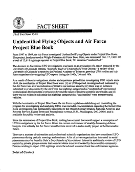 Unidentified Flying Objects and Air Force Project Blue Book