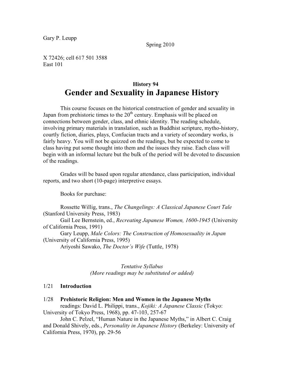 Gender and Sexuality in Japanese History