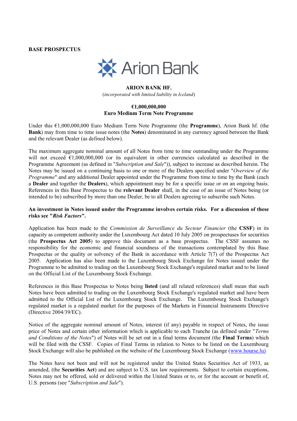 Arion Bank Hf