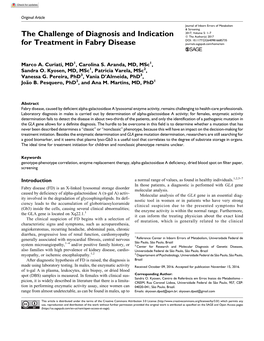 The Challenge of Diagnosis and Indication for Treatment in Fabry