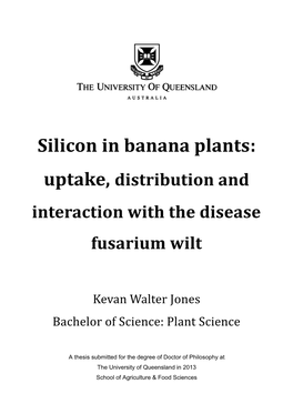 Silicon in Banana Plants: Uptake, Distribution and Interaction with the Disease