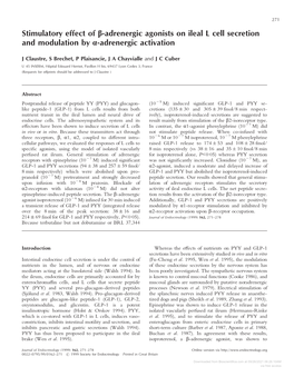 Stimulatory Effect of Β-Adrenergic Agonists on Ileal L Cell Secretion