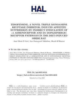 Tesofensine, a Novel Triple Monoamine Reuptake