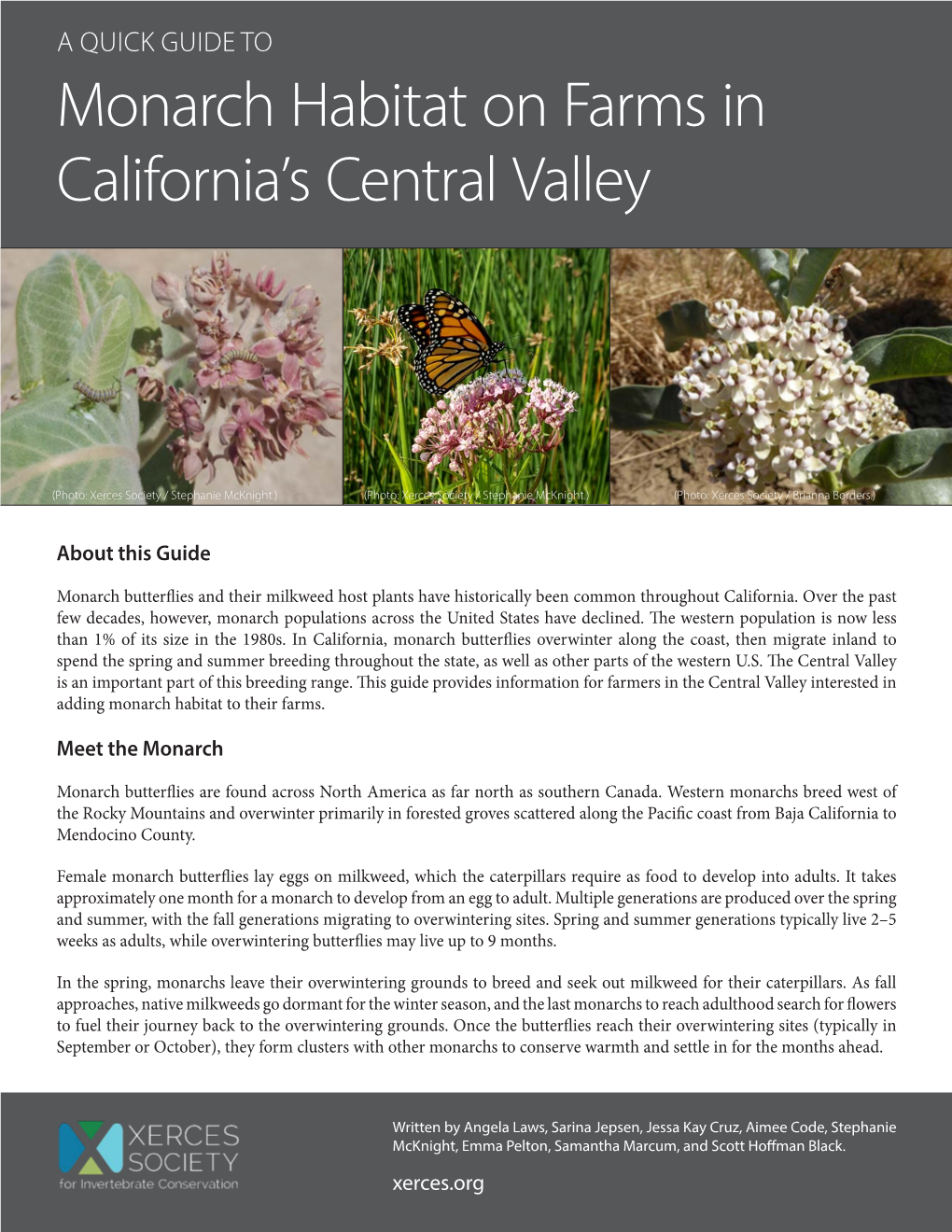 Monarch Habitat on Farms in California's Central Valley