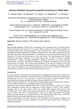 Influence of the Gas-Metal Reactions on the Selective Oxidation and The