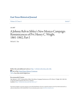 A Johnny Reb in Sibley's New Mexico Campaign: Reminiscences of Pvt