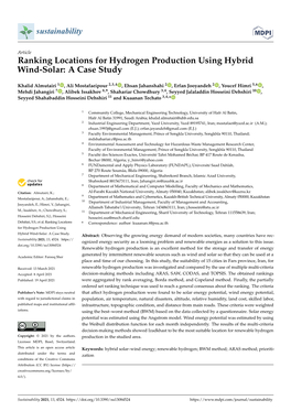 Ranking Locations for Hydrogen Production Using Hybrid Wind-Solar: a Case Study