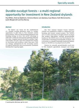 Durable Eucalypt Forests – a Multi-Regional Opportunity for Investment in New Zealand Drylands