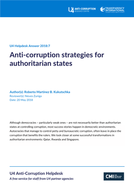 Anti-Corruption Strategies for Authoritarian States 2