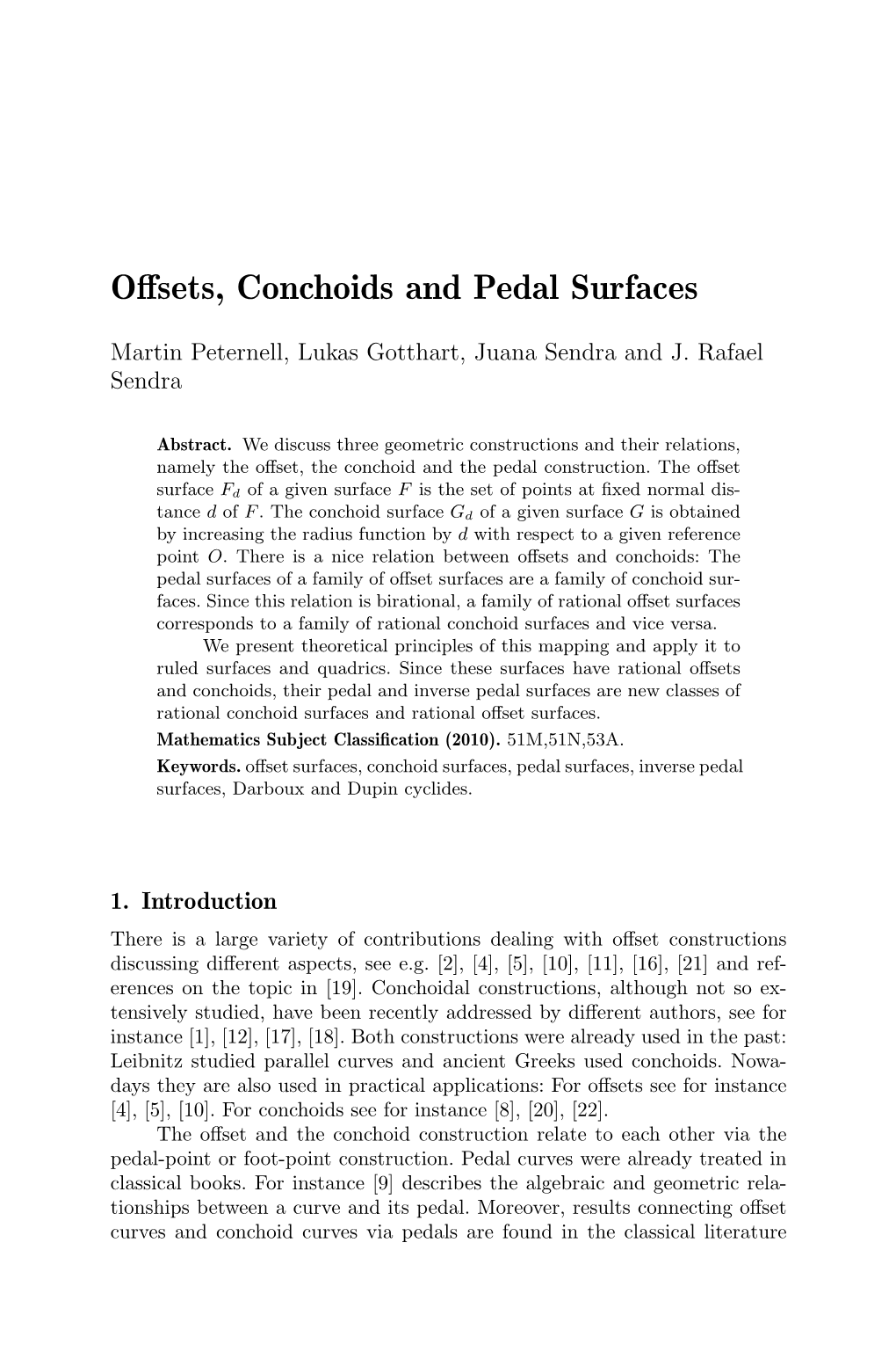 Offsets, Conchoids and Pedal Surfaces