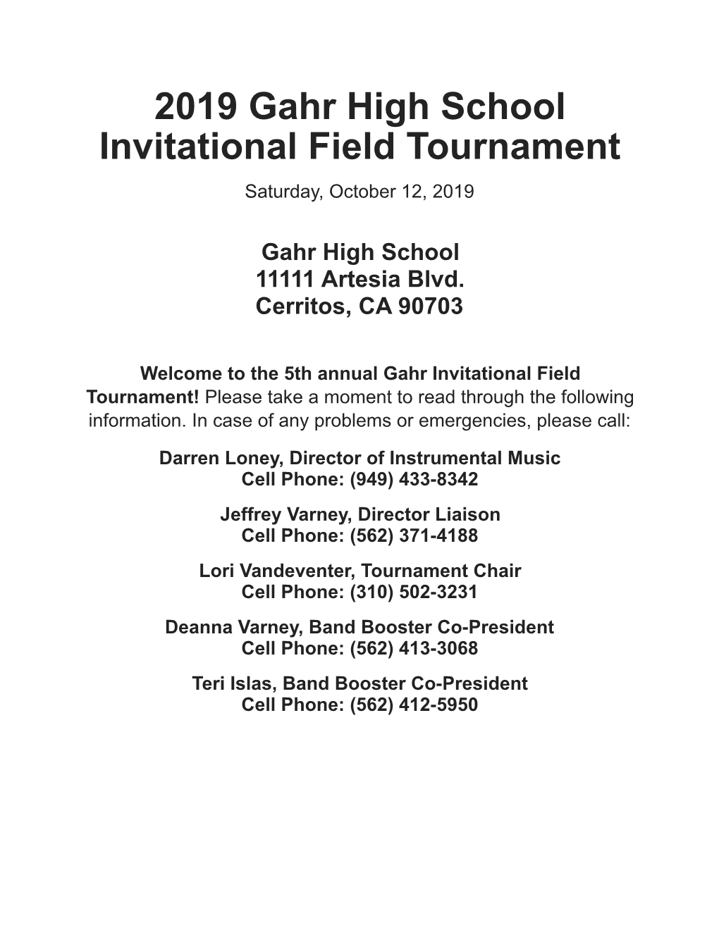 2019 Gahr Invitational Director Packet