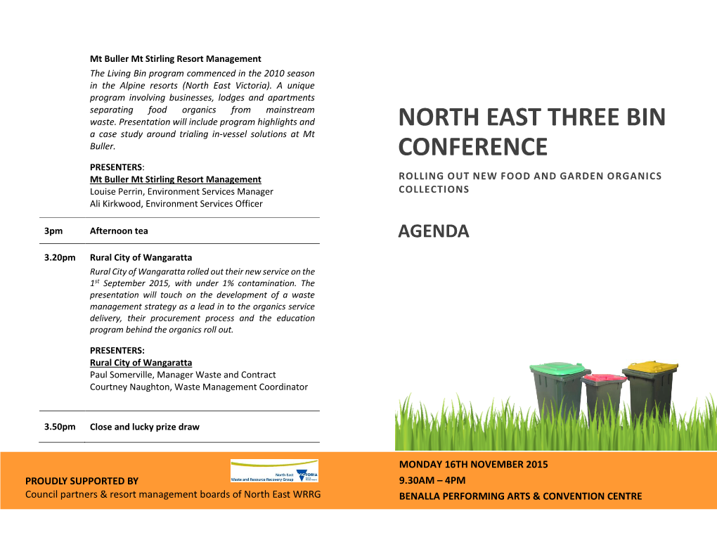 North East Three Bin Conference Agenda