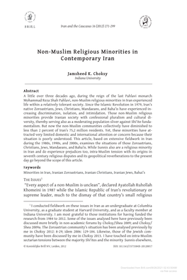 Non-Muslim Religious Minorities in Contemporary Iran
