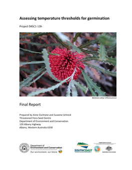 Assessing Temperature Thresholds for Germination Final Report