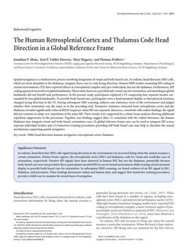 The Human Retrosplenial Cortex and Thalamus Code Head Direction in a Global Reference Frame