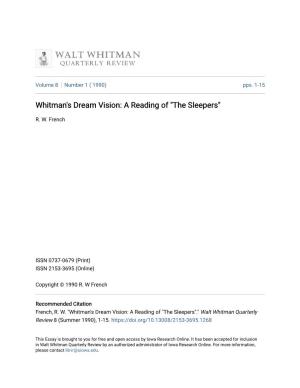 Whitman's Dream Vision: a Reading of "The Sleepers"