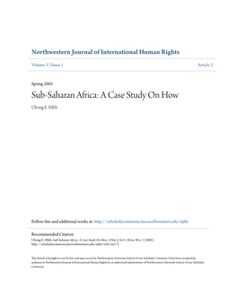 Sub-Saharan Africa: a Case Study on How Ubong E