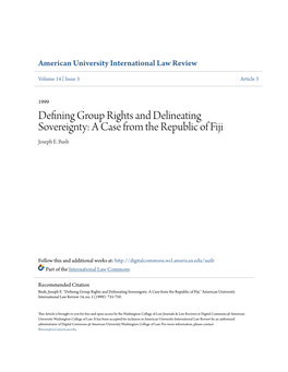 Defining Group Rights and Delineating Sovereignty: a Case from the Republic of Fiji Joseph E