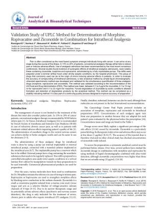 Validation Study of UPLC Method for Determination of Morphine