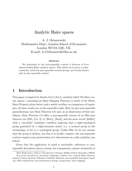 Analytic Baire Spaces
