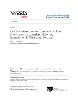 Cross-Sectoral Partnerships Addressing Homelessness in Omaha and Portland Patrick T