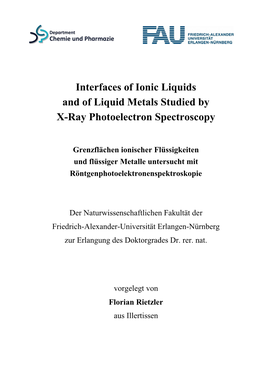 Interfaces of Ionic Liquids and of Liquid Metals Studied by X-Ray Photoelectron Spectroscopy