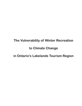 The Vulnerability of Winter Recreation to Climate Change in Ontario's