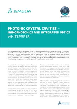 Photonic Crystal Cavities – Whitepaper