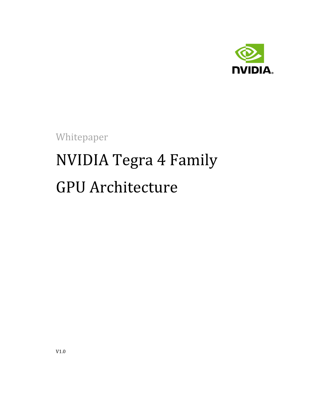 Whitepaper NVIDIA Tegra 4 Family