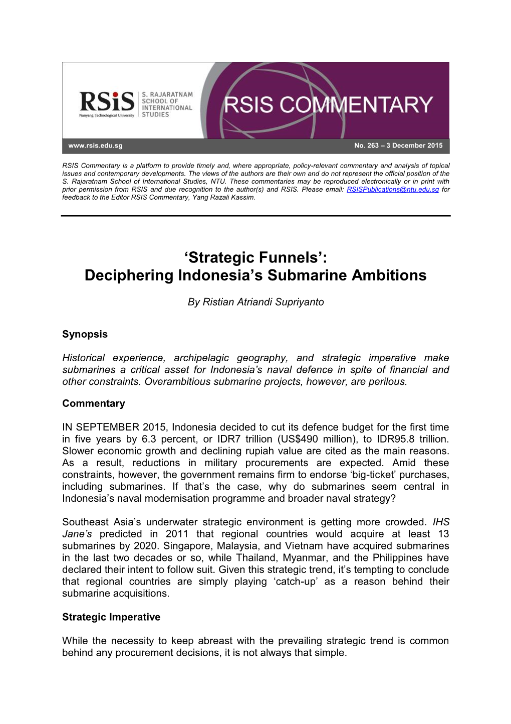 'Strategic Funnels': Deciphering Indonesia's Submarine Ambitions