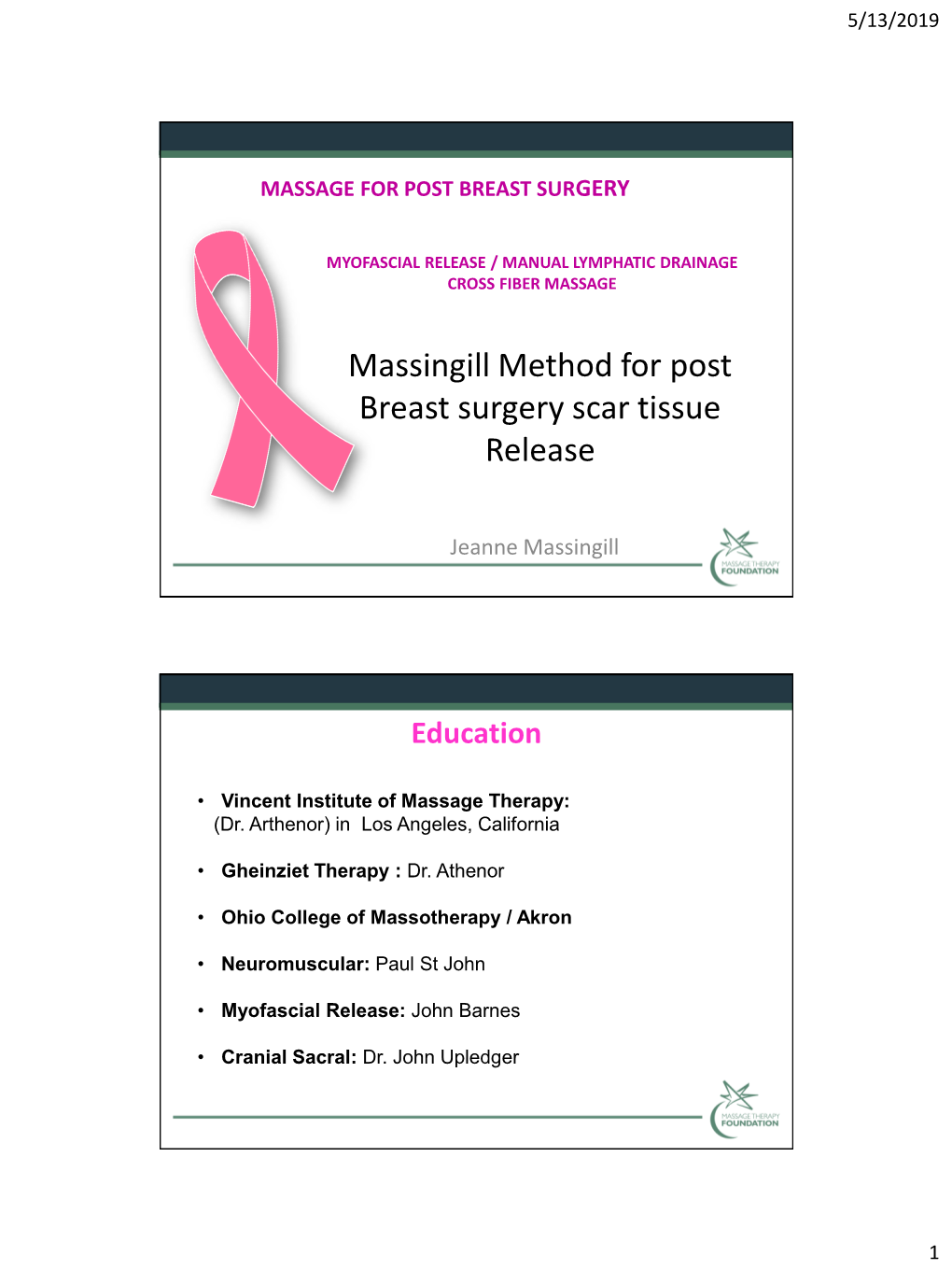 Myofascial Release/Post Breast Surgery