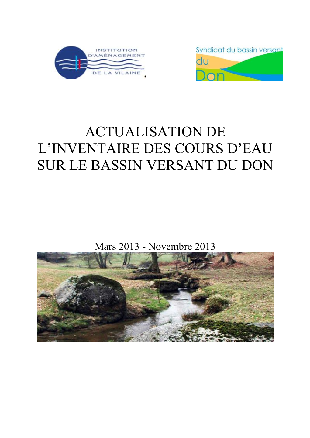 Actualisation De L'inventaire Des Cours D'eau Sur Le Bassin