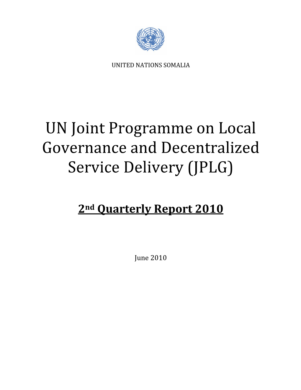 UN Joint Programme on Local Governance and Decentralized Service Delivery (JPLG)