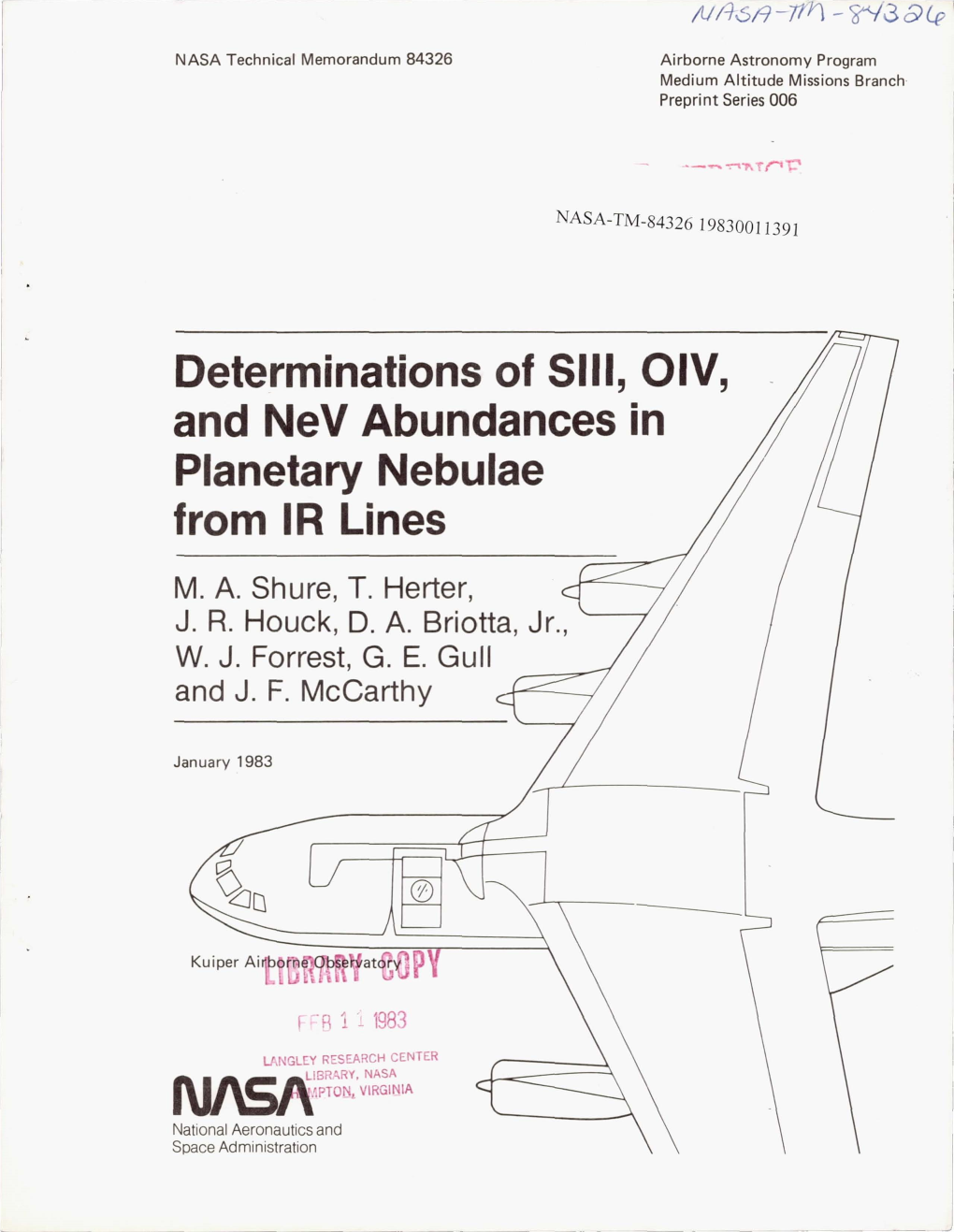 Determinations of 5111, OIV, and Nev Abundances in Planetary Nebulae from IR Lines