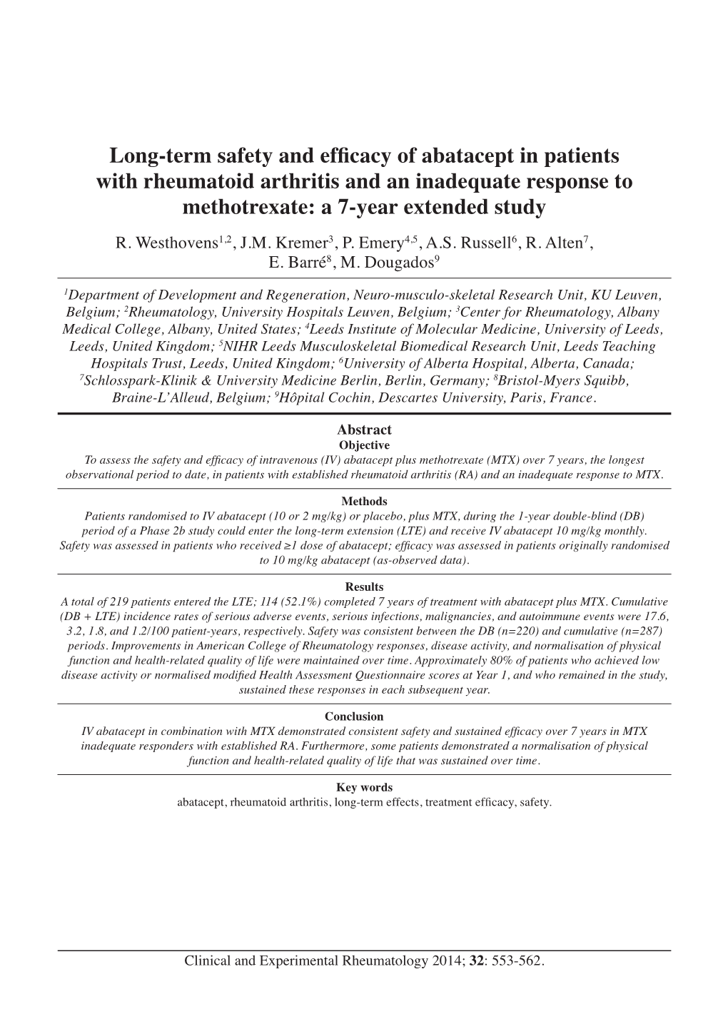 Long-Term Safety and Efficacy of Abatacept in Patients with Rheumatoid Arthritis and an Inadequate Response to Methotrexate: a 7-Year Extended Study R