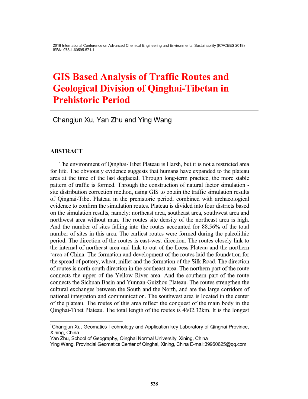 GIS Based Analysis of Traffic Routes and Geological Division of Qinghai-Tibetan In