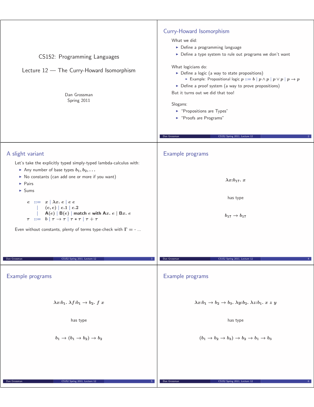 Lecture 12 — the Curry-Howard Isomorphism