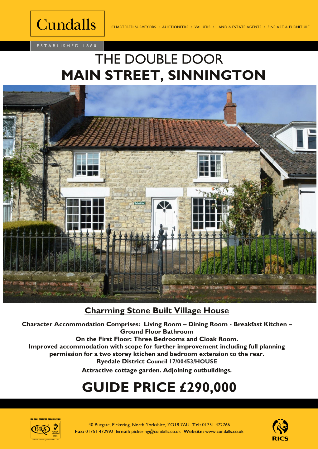 The Double Door Main Street, Sinnington Guide Price