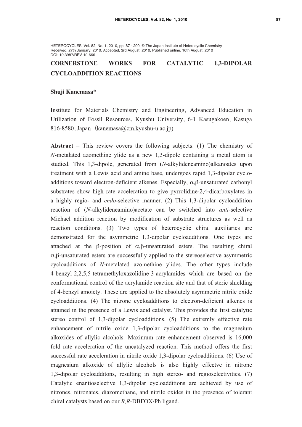 Cornerstone Works for Catalytic 1,3-Dipolar Cycloaddition Reactions