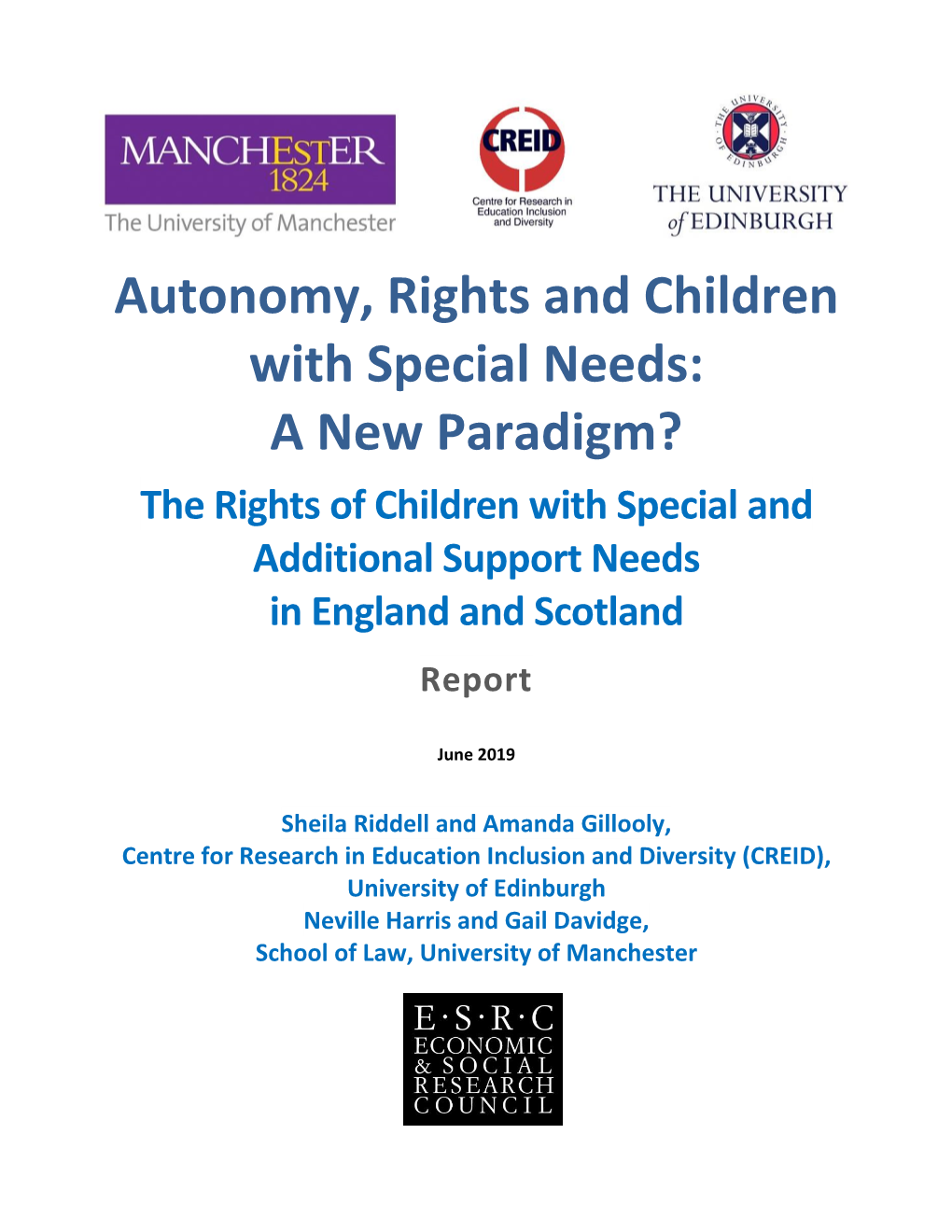 The Rights of Children with Special and Additional Support Needs in England and Scotland Report