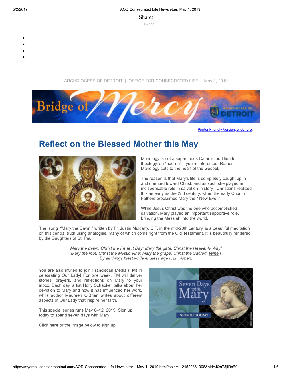 Reflect on the Blessed Mother This May