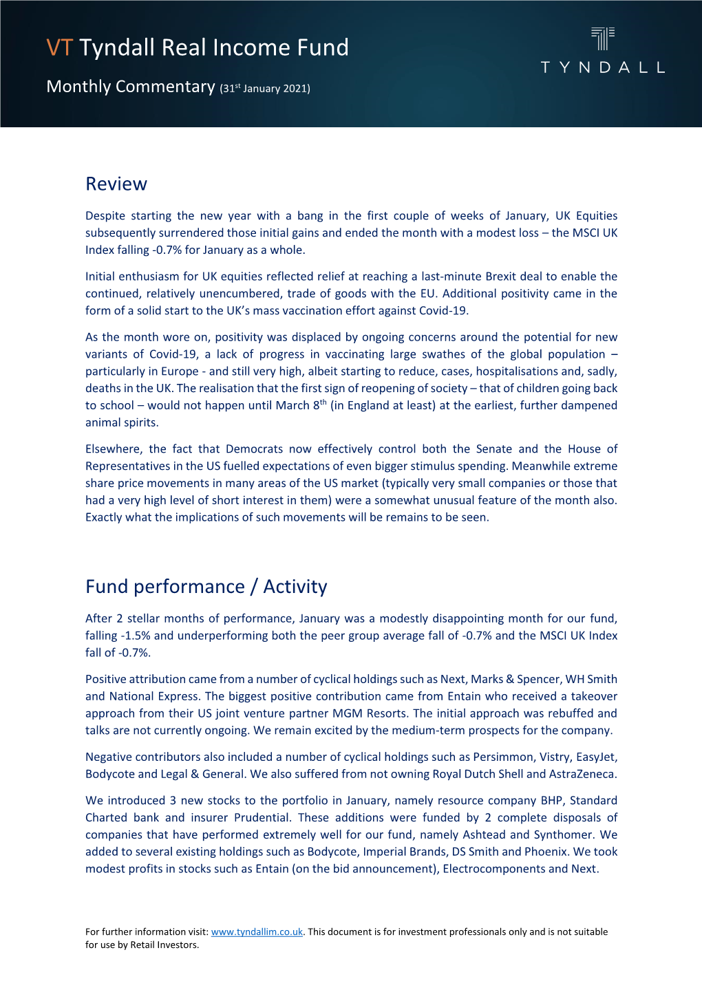 VT Tyndall Real Income Fund