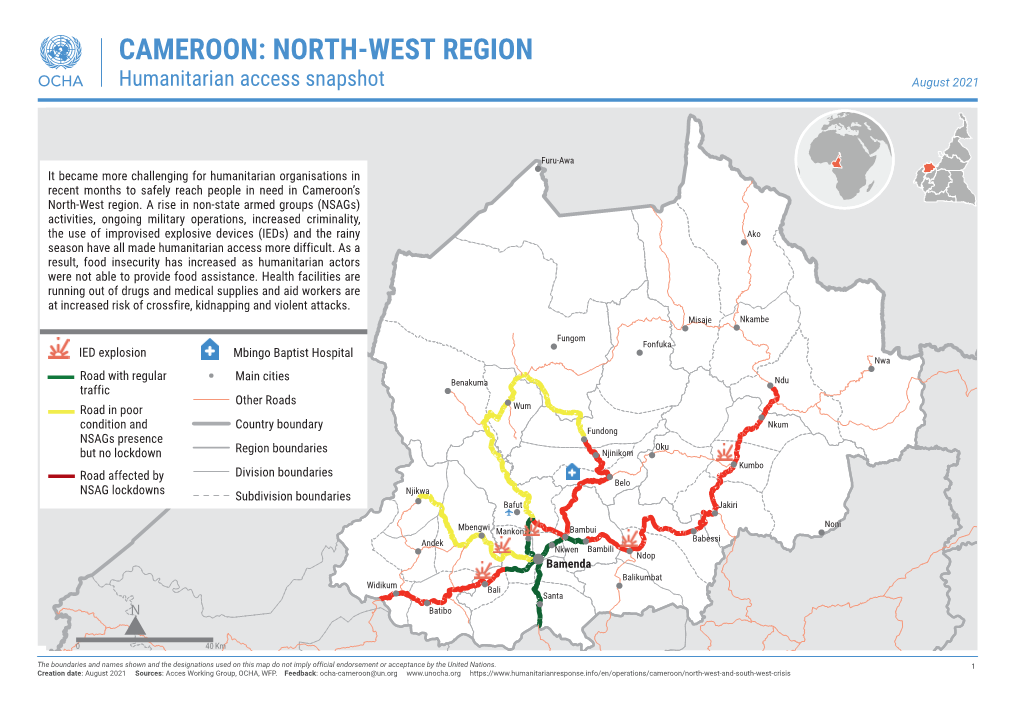 CAMEROON: NORTH-WEST REGION Humanitarian Access Snapshot August 2021