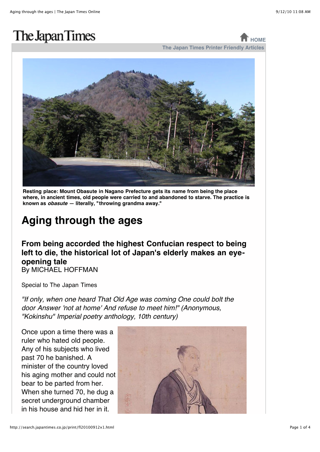 Aging Through the Ages | the Japan Times Online 9/12/10 11:08 AM